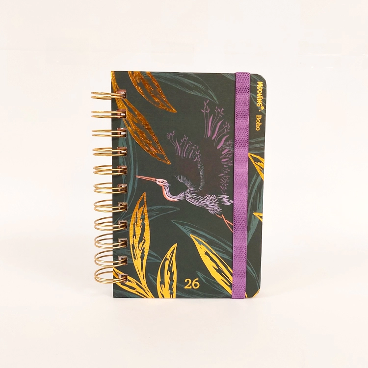 Agenda Mooving 2026 Boho Verde 2 Dias por Pagina 10x15 con Espiral ART.1402102